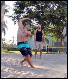 Beach volleyball hit