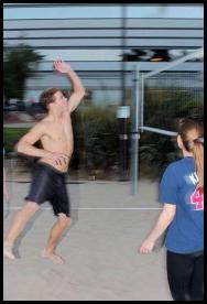 Beach volleyball block motion blur