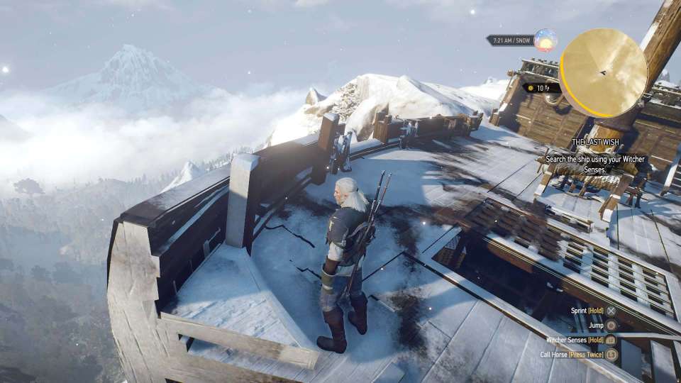 Witcher 3 ship in the mountains