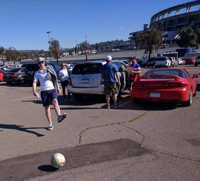 US soccer match Qualcomm stadium parking lot