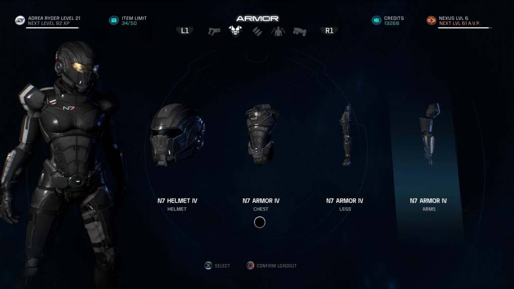 Mass Effect Andromeda screenshot N7 loadout