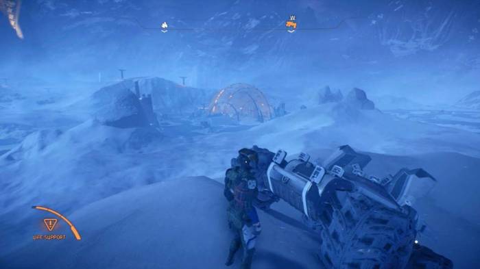 Mass Effect Andromeda screenshot driving snow bubble