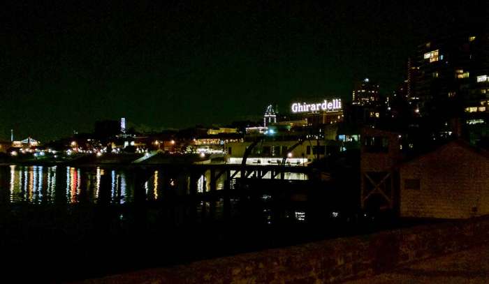 San Francisco Ghirardelli night time bay