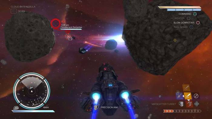 Rebel Galaxy video game dodging asteroids