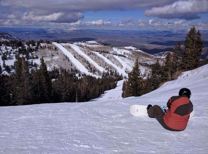 Park City Utah snowboarding run view