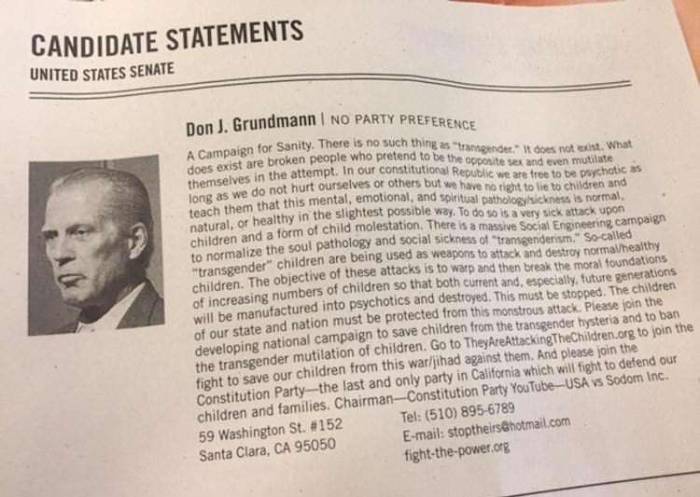 California primary voter guide candidate Don Grundmann