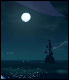 Sea of Thieves ship combat cannon night full moon