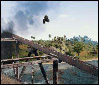 PUBG Sanhok bridge motorcycle jump