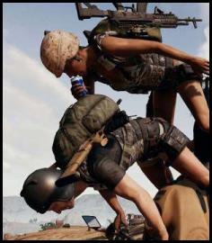 PUBG Miramar motorcycle tandem drinking energy drink