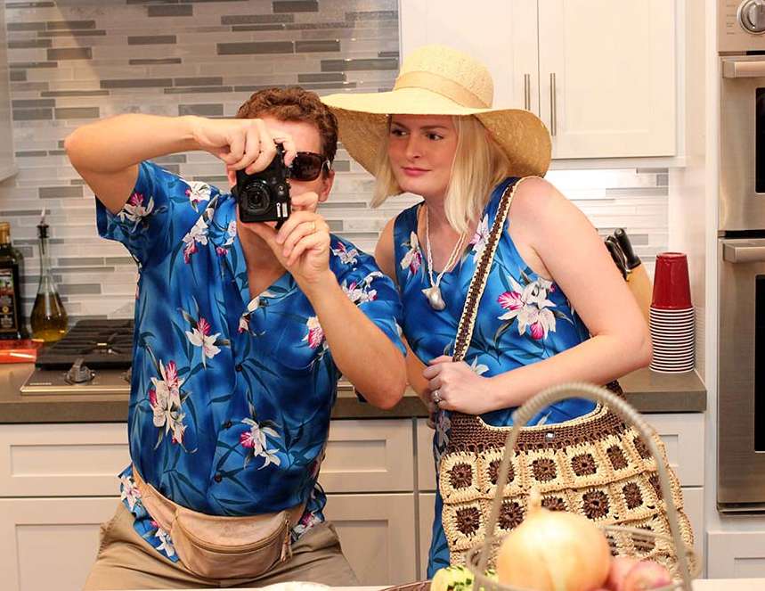 Halloween party costume tourists