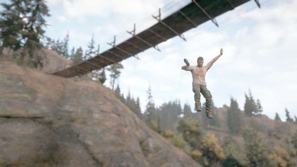 Farcry 5 screenshot jumping from bridge