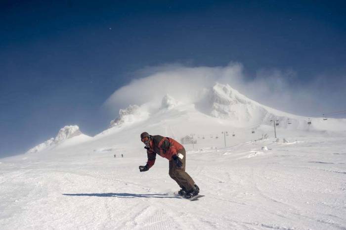 Mt Hood snowboard peak run view GoPro