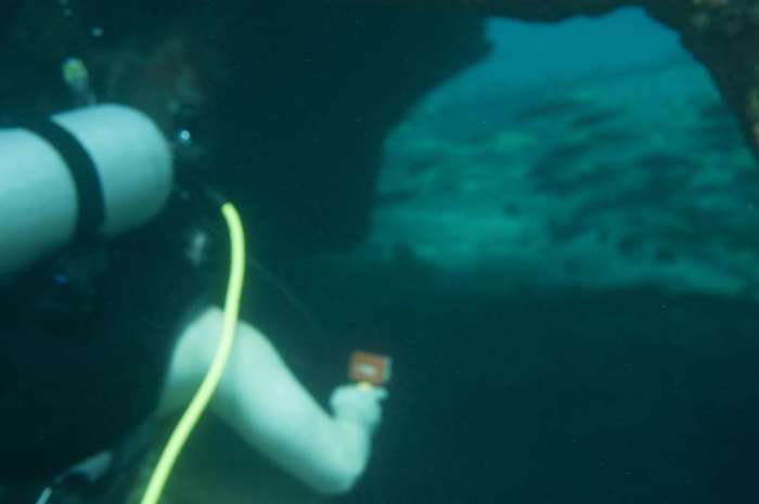 Hawaii Maui scuba dive swimthrough gopro
