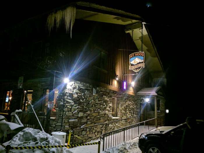 Mt Hood Brewing Company entrance night