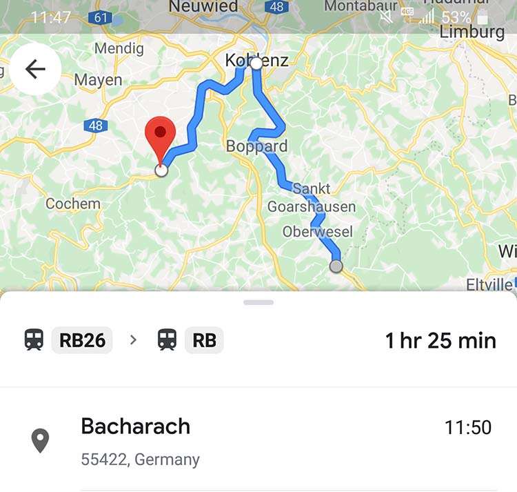 Germany Burg Eltz Bacharach train route