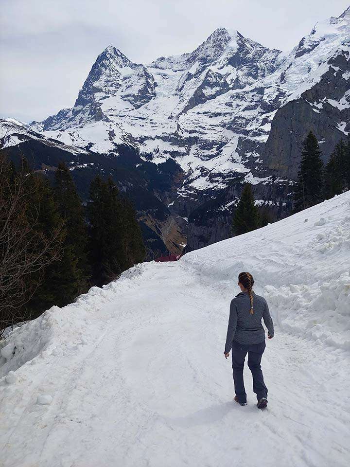Swiss Alps Murren ski slope hike view