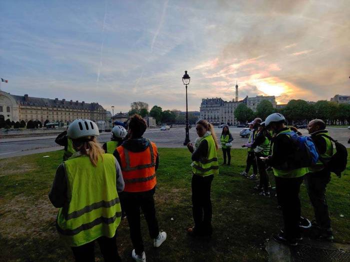 Paris France Fat Tire bike tour Invalides smoke Notre Dame fire 2019