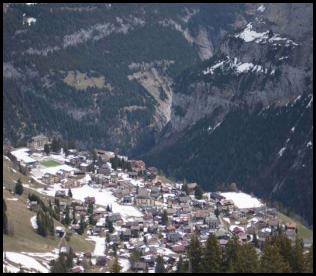 Swiss Alps Murren ski slope hike view