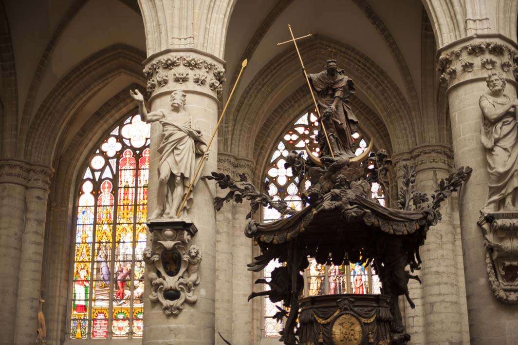Brussels Belgium Saint Michael cathedral interior