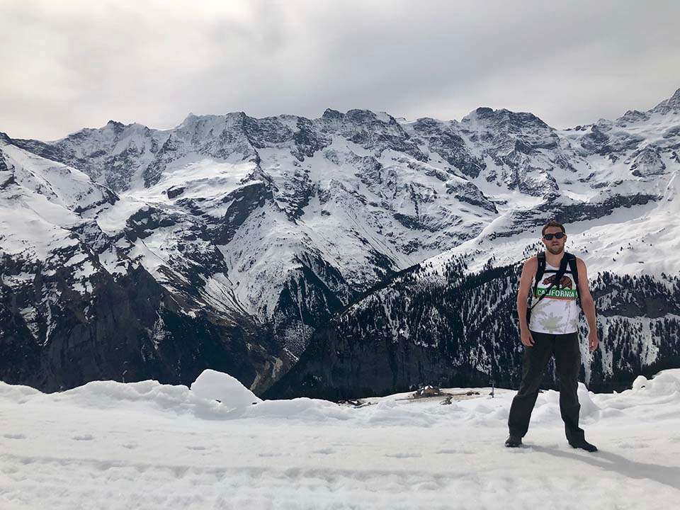 Swiss Alps Murren ski slope hike view