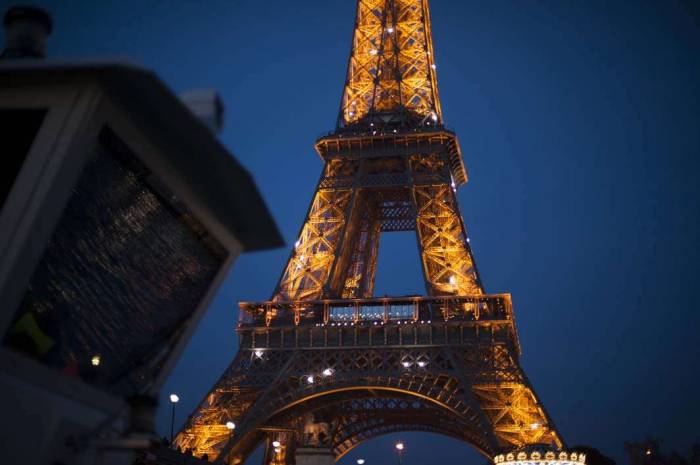 Paris France boat tour Eiffel Tower strobes