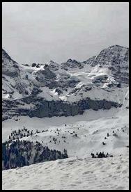 Swiss Alps Murren ski slope hike yoga pose