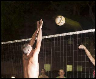 Volleyball night motion blur rear curtain