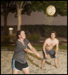 Volleyball night motion blur rear curtain