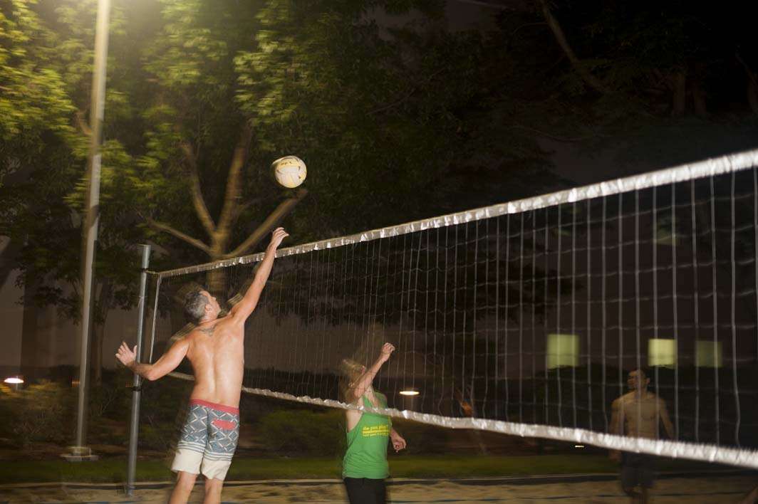 Volleyball night motion blur rear curtain