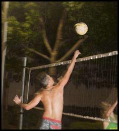 Volleyball night motion blur rear curtain