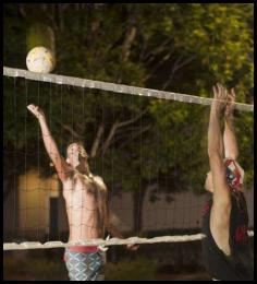 Volleyball night motion blur rear curtain