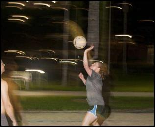 Volleyball night motion blur rear curtain