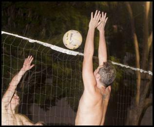 Volleyball night motion blur rear curtain