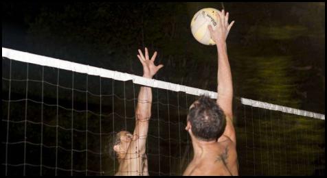 Volleyball night motion blur rear curtain