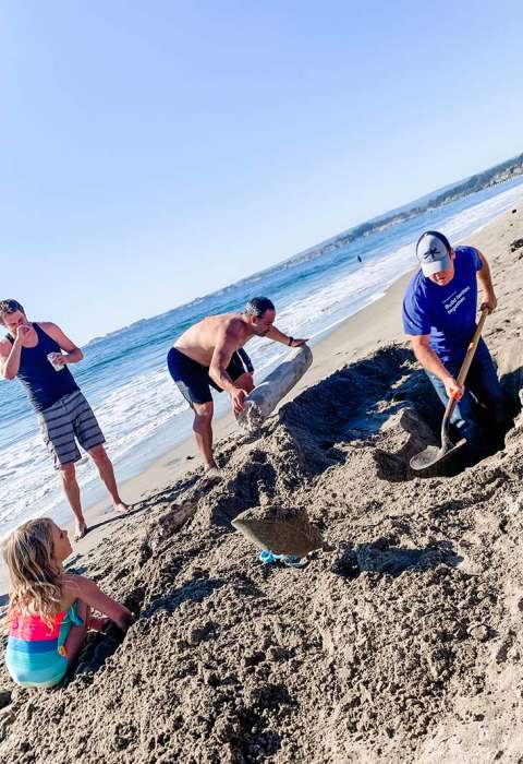 Digging sand castle Aptos