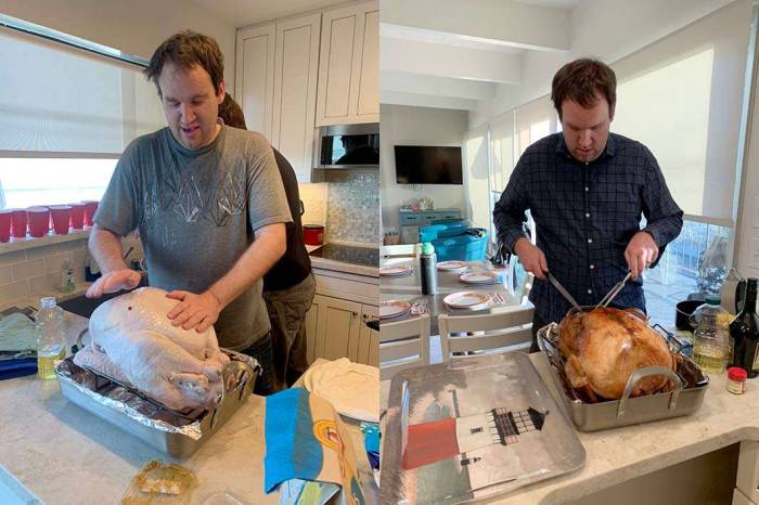 Friendsgiving turkey before after