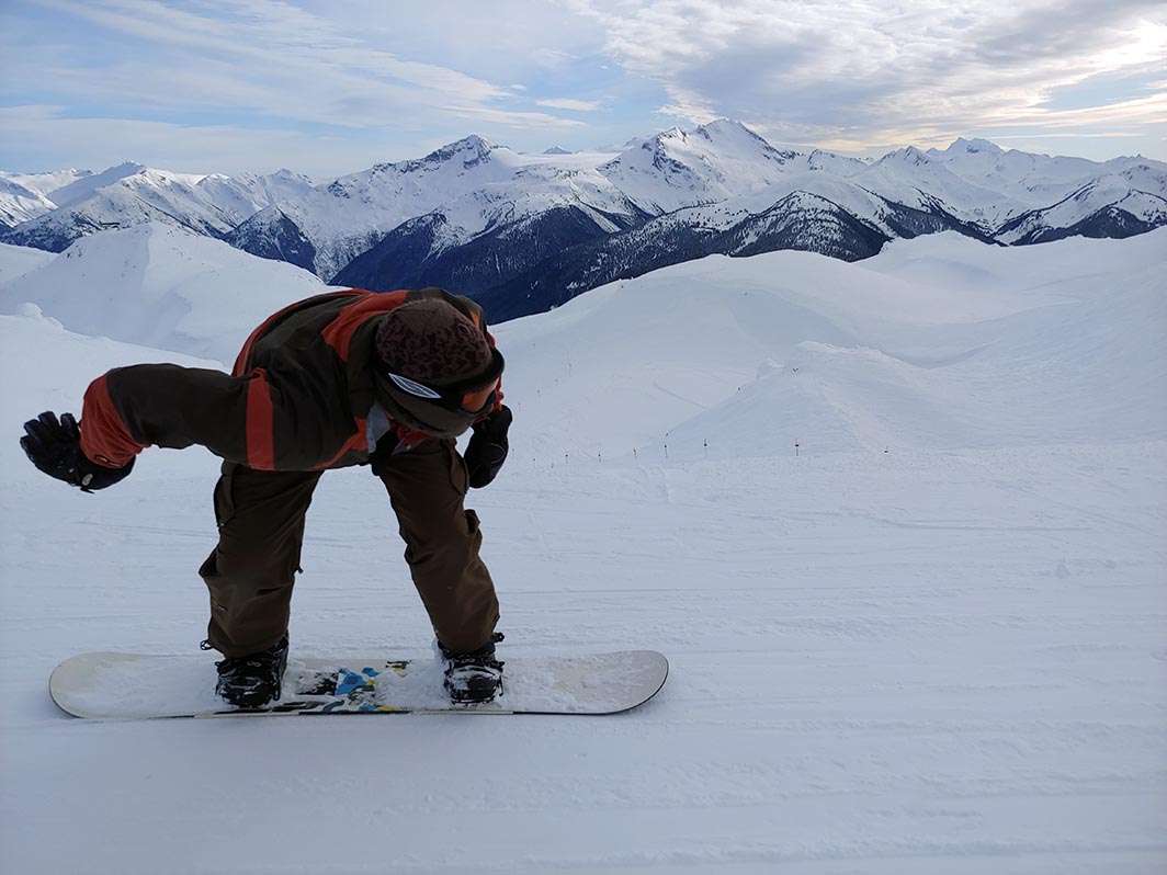 Whistler snowboarding traverse paddle view