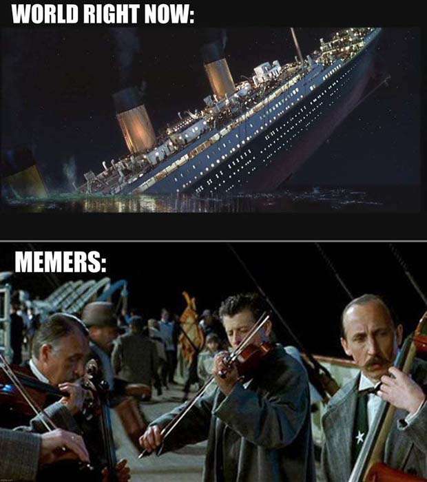 Meme Titanic band coronavirus memers