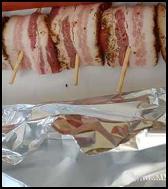 Barbecue hot link bacon wrapped