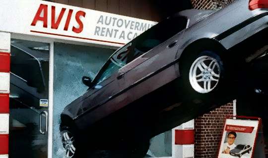 Avis car rental crash James Bond