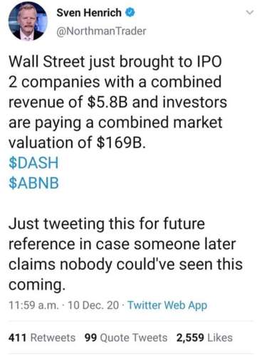 Stock company valuations rug pull crash tweet Sven Henrich