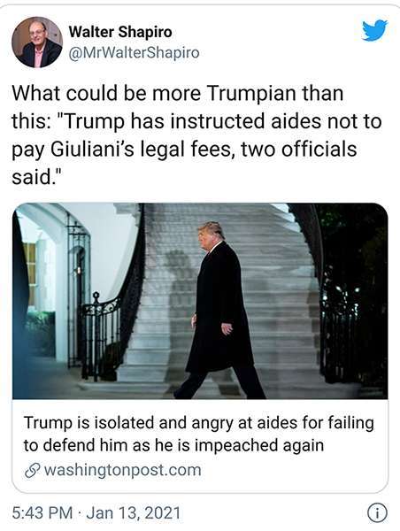 Walter Shapiro tweet Trump Giulini legal fees