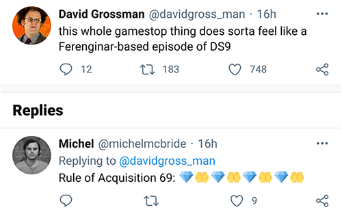 David Grossman tweet GME Deep Space 9