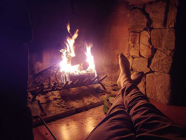 Feet fire fireplace