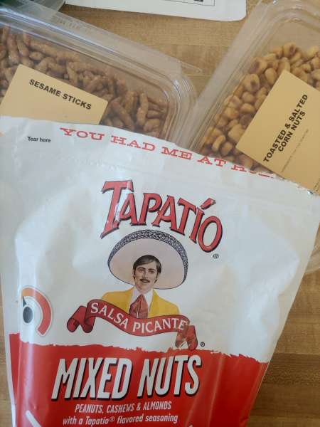 Tapatio mixed nuts with sesame sticks and corn nuts