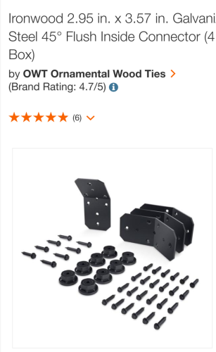 Home Depot Ironwood galvanized wood ties 45 degree