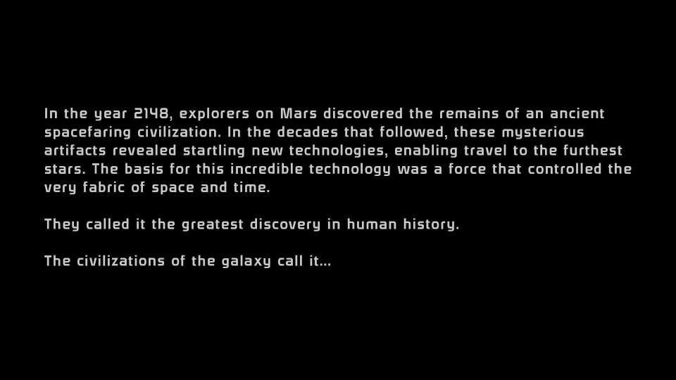Mass Effect Legendary Edition intro text
