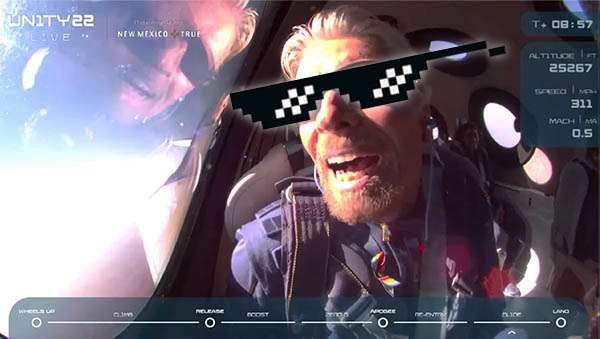 Richard Branson Virgin Galactic deal with it sunglasses share price dilution