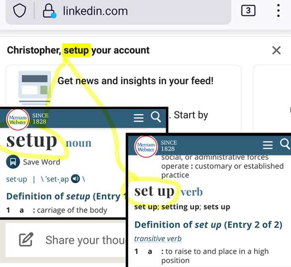 LinkedIn Microsoft grammar setup set up pet peeves verb noun