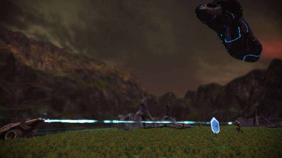 Mass Effect Legendary Mako Geth outpost firefight dropship